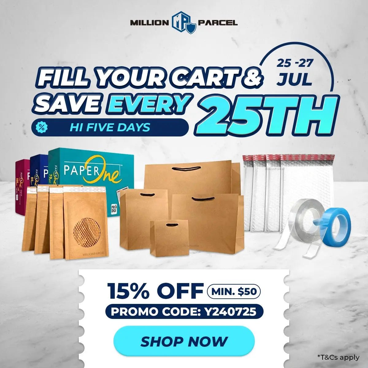 Celebrate High Five Day! (Save 15%!) 25 July - 27 July 2024 - MillionParcel
