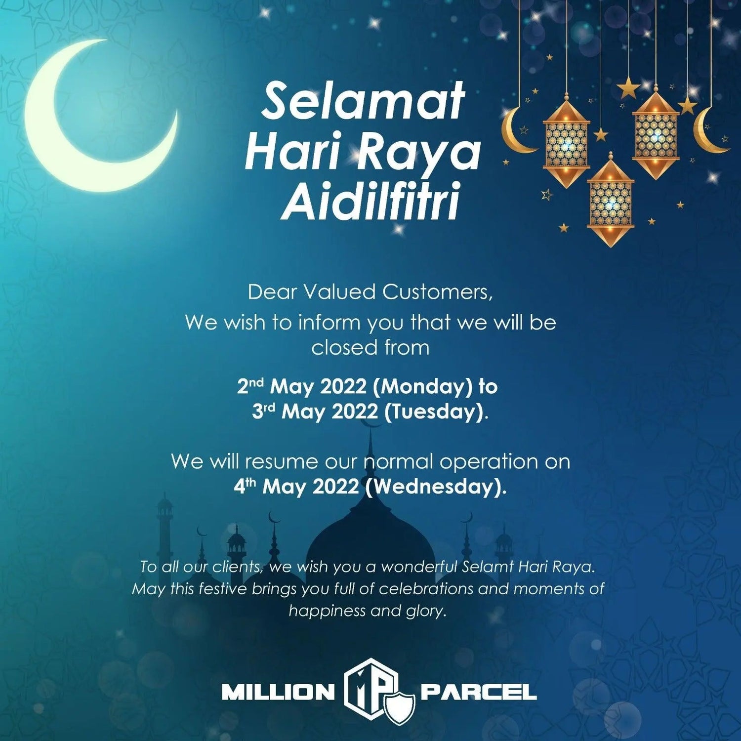 Selamat Hari Raya Aidilfitri - MillionParcel