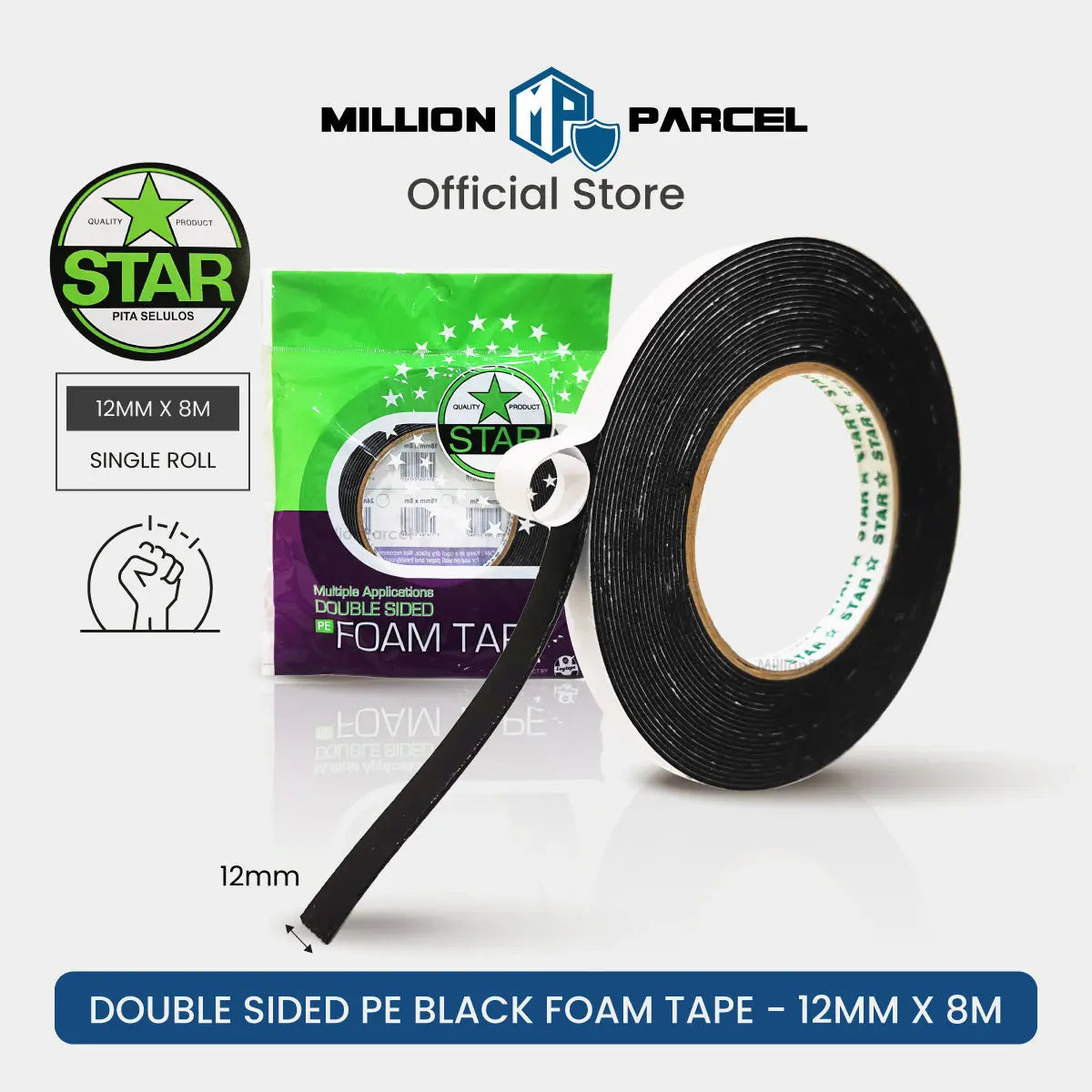 STAR Double Sided PE Black Foam Tape - MillionParcel
