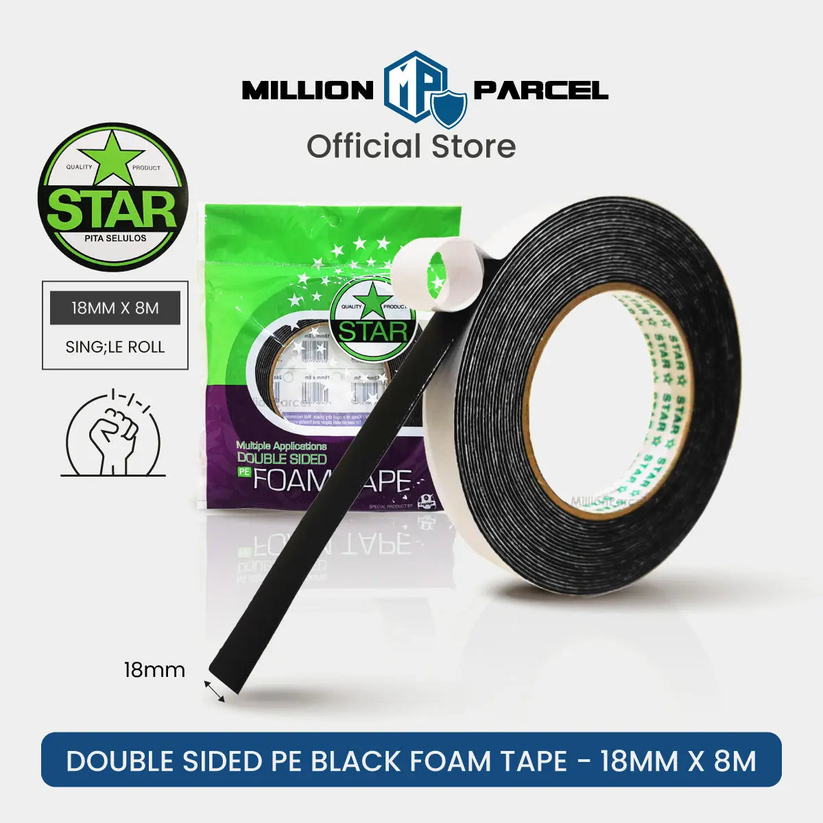 STAR Double Sided PE Black Foam Tape - MillionParcel