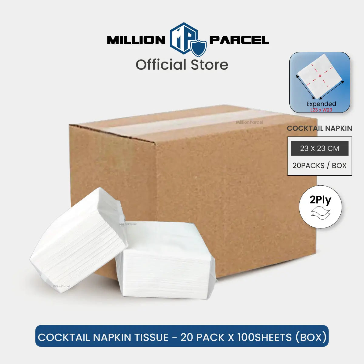 Cocktail Napkin Pure Pulp Tissue 2-Ply | Napkin Tissue - MillionParcel