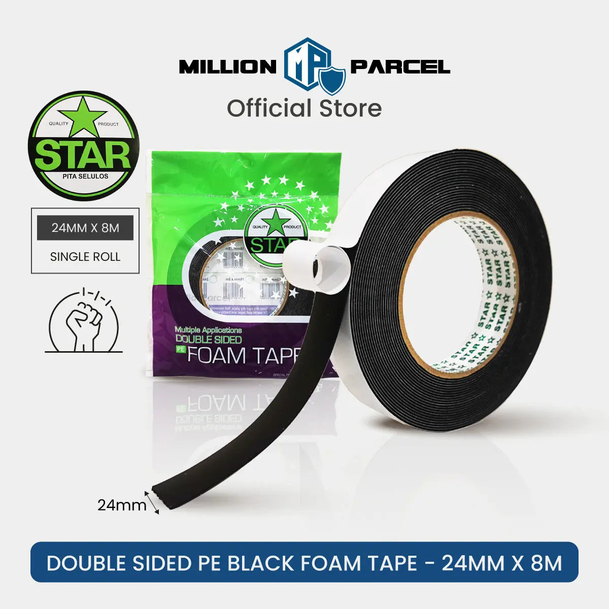 STAR Double Sided PE Black Foam Tape - MillionParcel