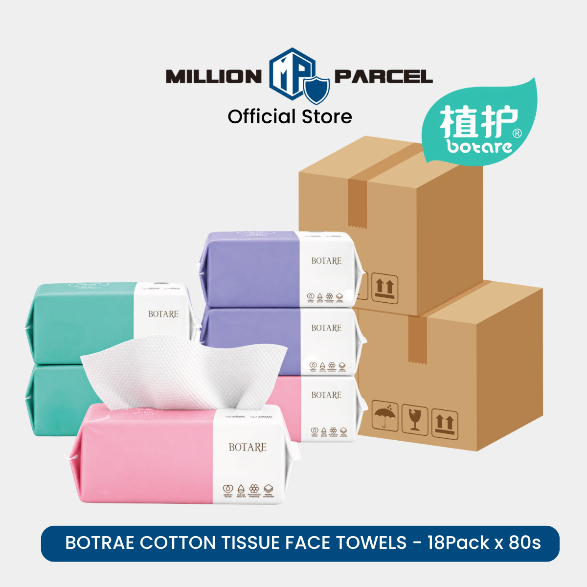 Botare Disposable Face Towel – Cotton Tissue, 80 Sheets
