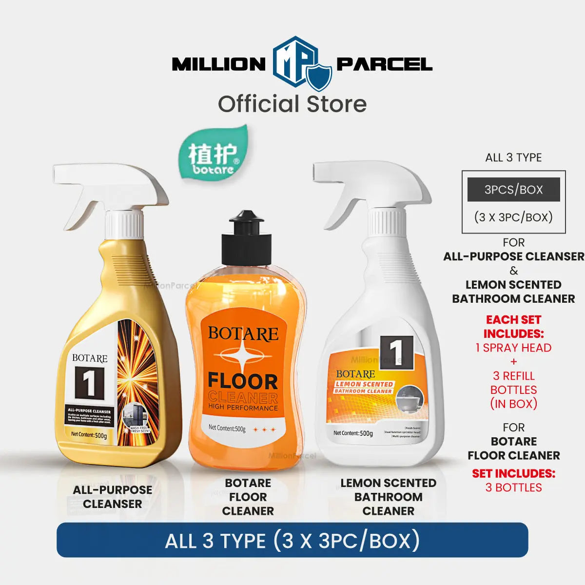 Botare Floor Cleaner | All purpose Cleaner | Lemon Scented Bathroom Cleaner - MillionParcel
