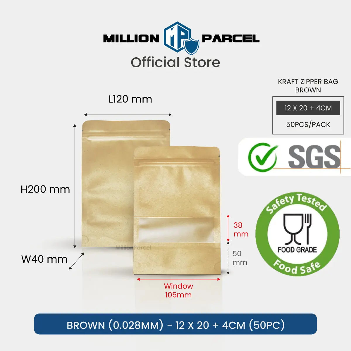 Kraft Zipper Bag | Zipper Storage Bags - MillionParcel