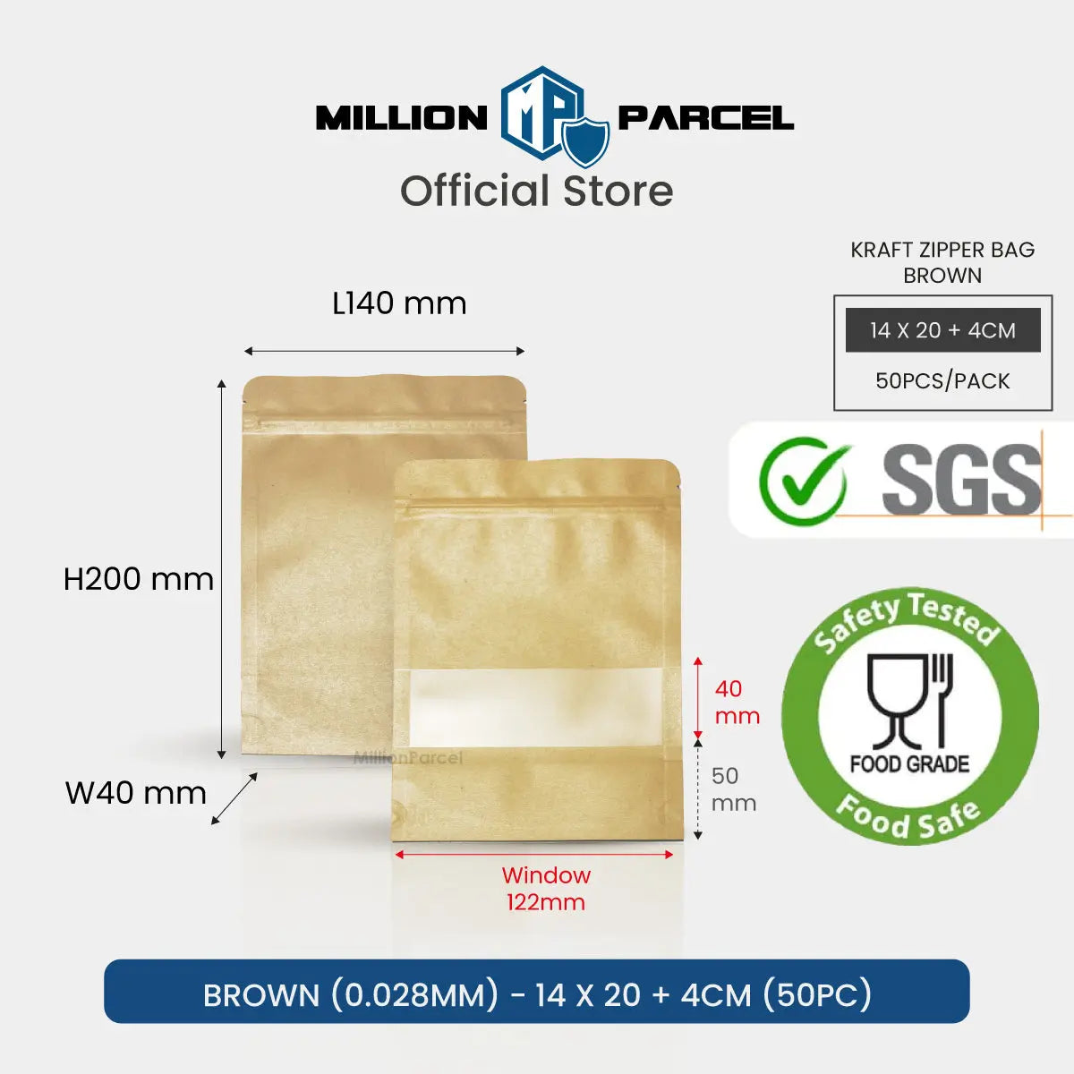 Kraft Zipper Bag | Zipper Storage Bags - MillionParcel