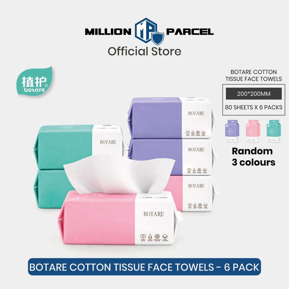 Botare Disposable Face Towel – Cotton Tissue, 80 Sheets