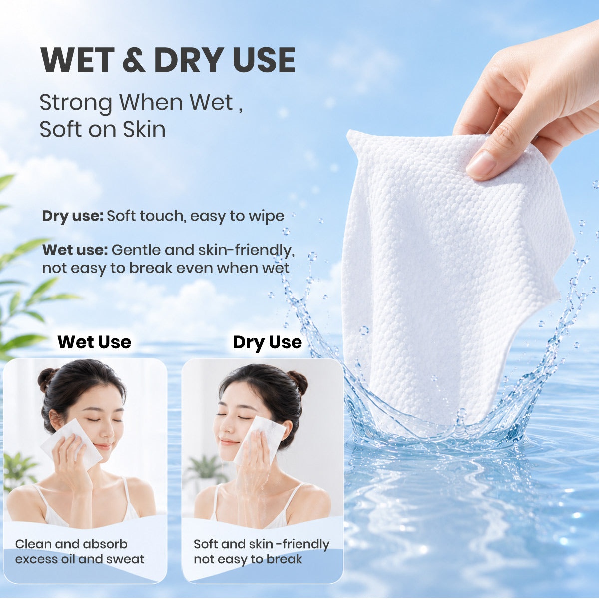 Botare Disposable Face Towel – Cotton Tissue, 80 Sheets