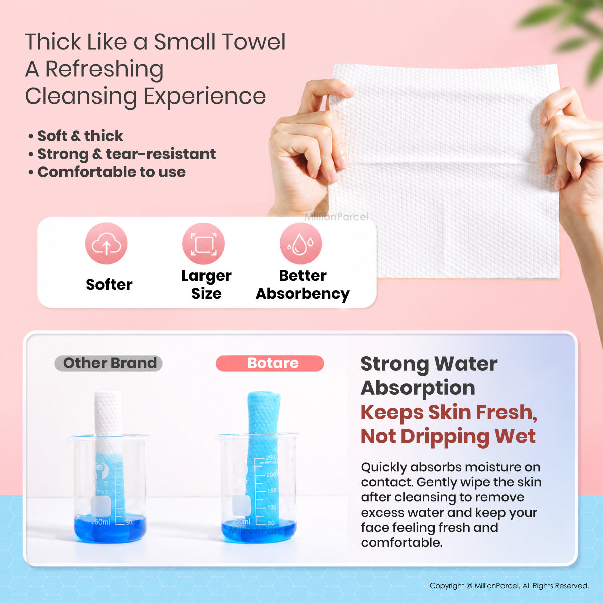 Botare Disposable Face Towel – Cotton Tissue, 80 Sheets