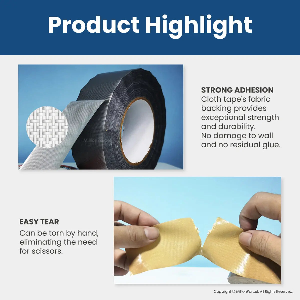 STAR 2000 Cloth Tape | Duct Tape - Easy Tear - MillionParcel