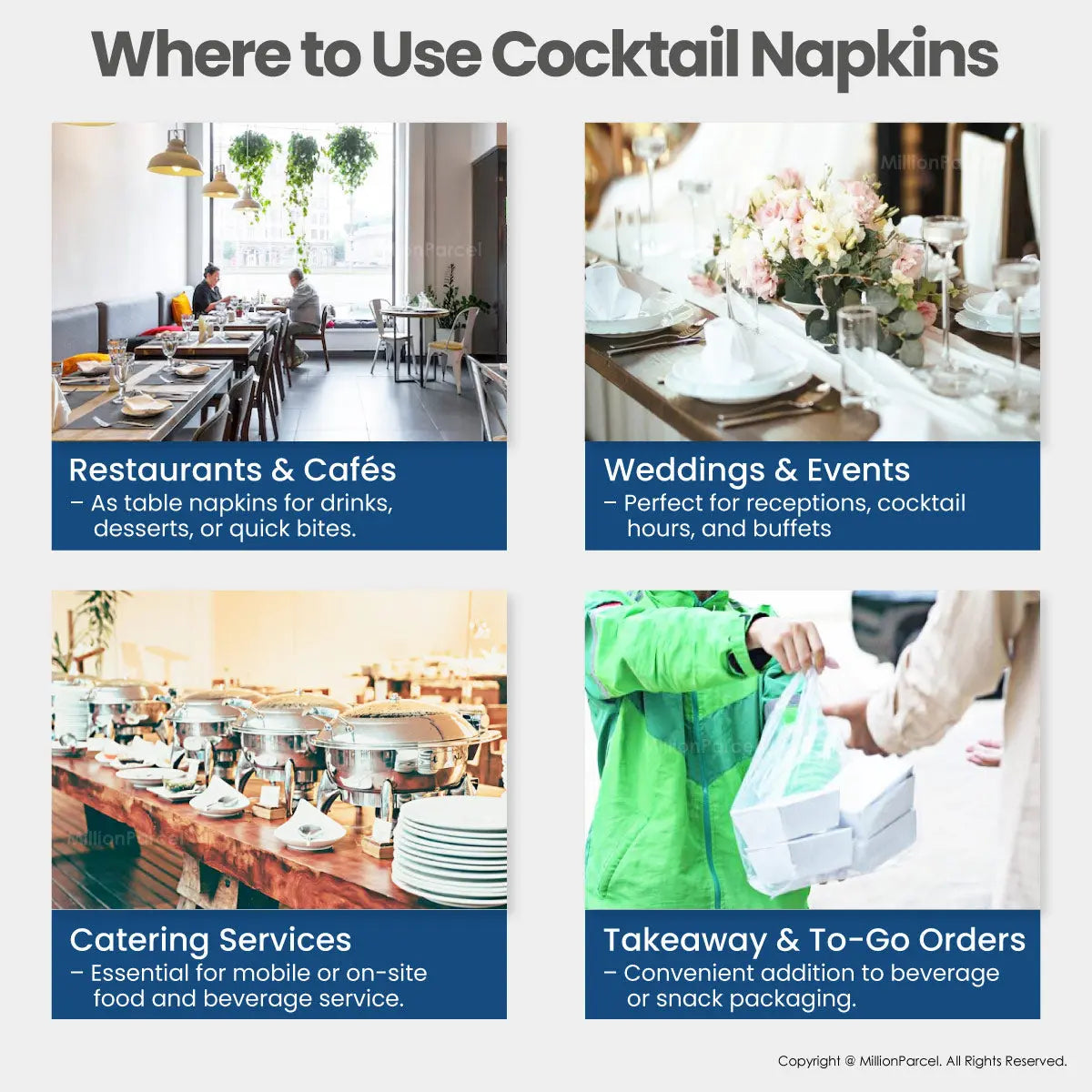 Cocktail Napkin Pure Pulp Tissue 2-Ply | Napkin Tissue - MillionParcel