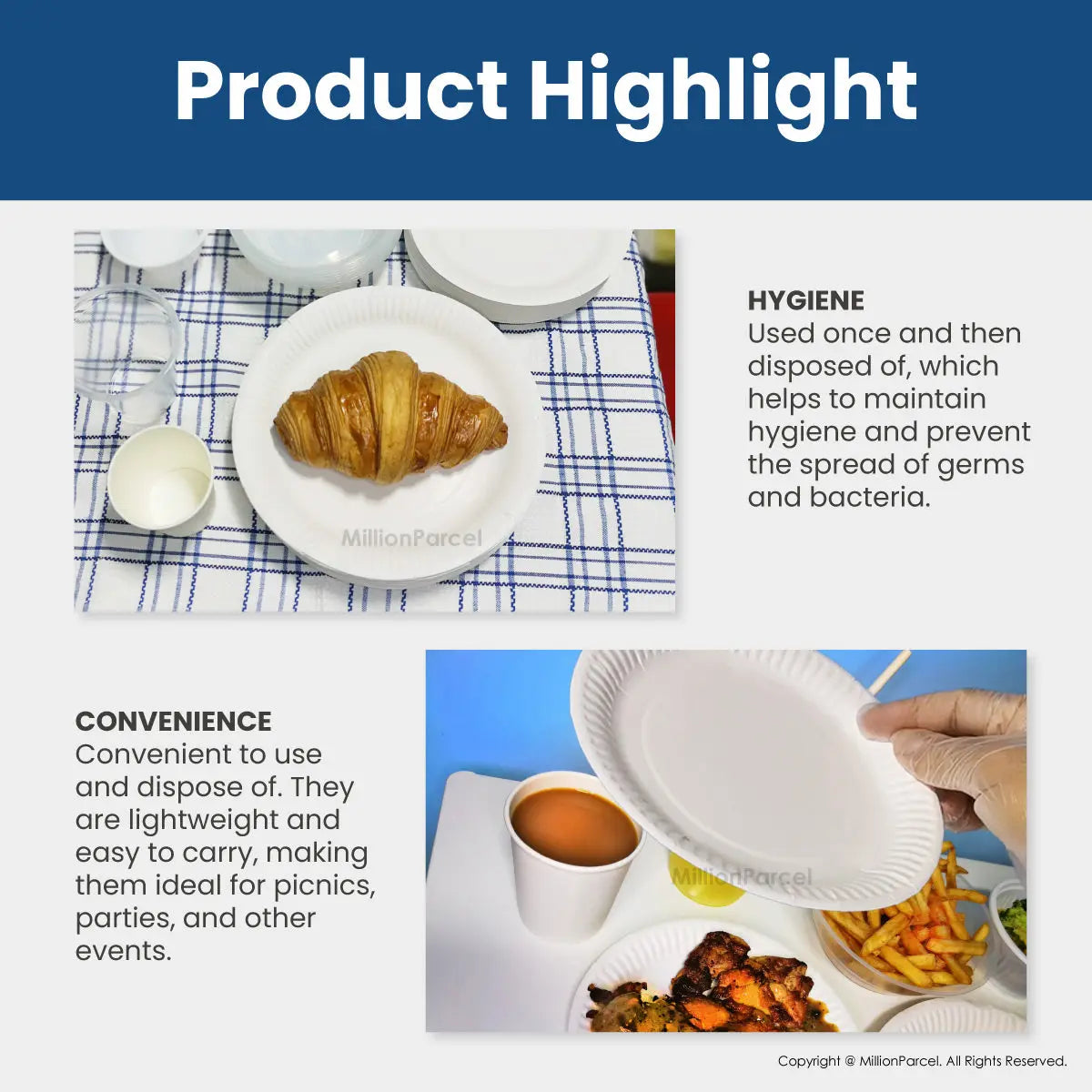 Premium Disposable Tableware | Disposable Cutlery - Plates, Cup, Bowl, Spoons, Forks, Straw, Stirrer, Chopsticks - MillionParcel