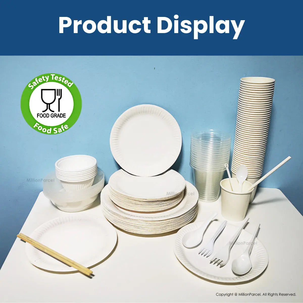 Premium Disposable Tableware | Disposable Cutlery - Plates, Cup, Bowl, Spoons, Forks, Straw, Stirrer, Chopsticks - MillionParcel