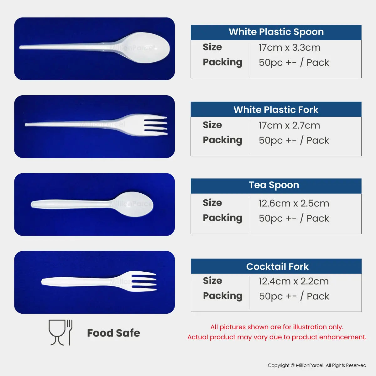 Premium Disposable Tableware | Disposable Cutlery - Plates, Cup, Bowl, Spoons, Forks, Straw, Stirrer, Chopsticks - MillionParcel