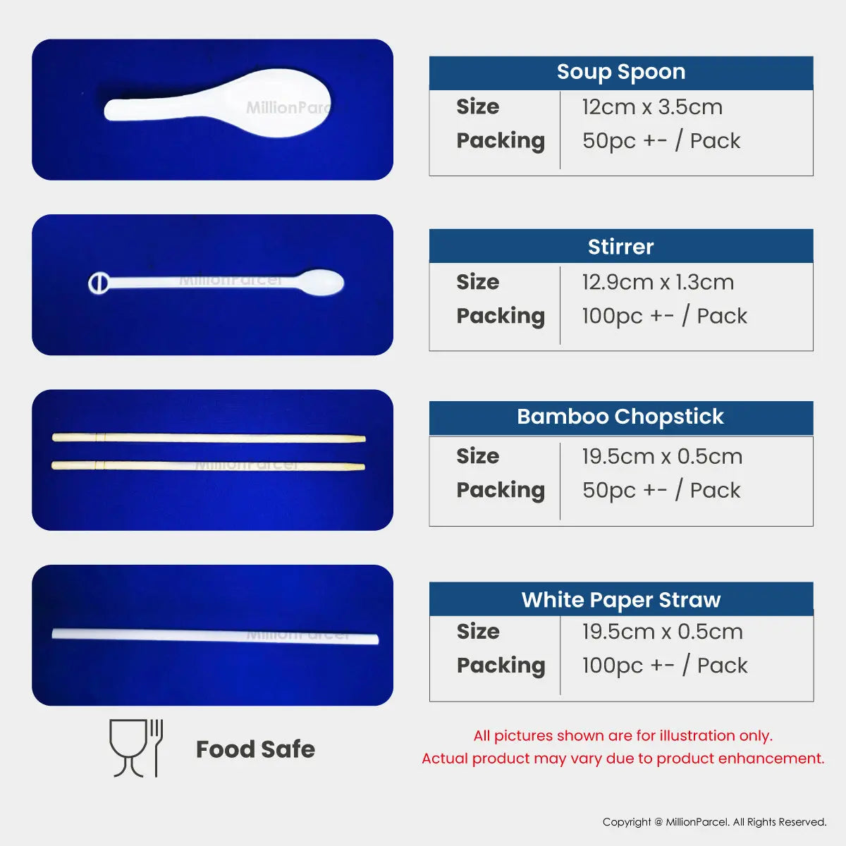 Premium Disposable Tableware | Disposable Cutlery - Plates, Cup, Bowl, Spoons, Forks, Straw, Stirrer, Chopsticks - MillionParcel