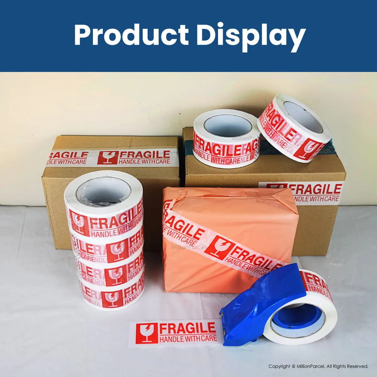 Fragile Adhesive Tape - Ensure your fragile items arrive safely - MillionParcel