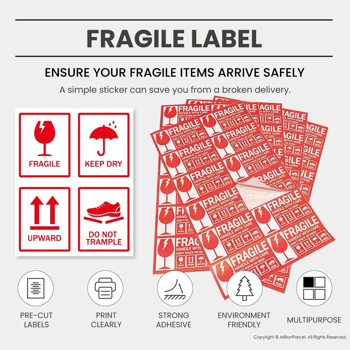 Fragile Label - - Ensure your fragile items arrive safely - MillionParcel