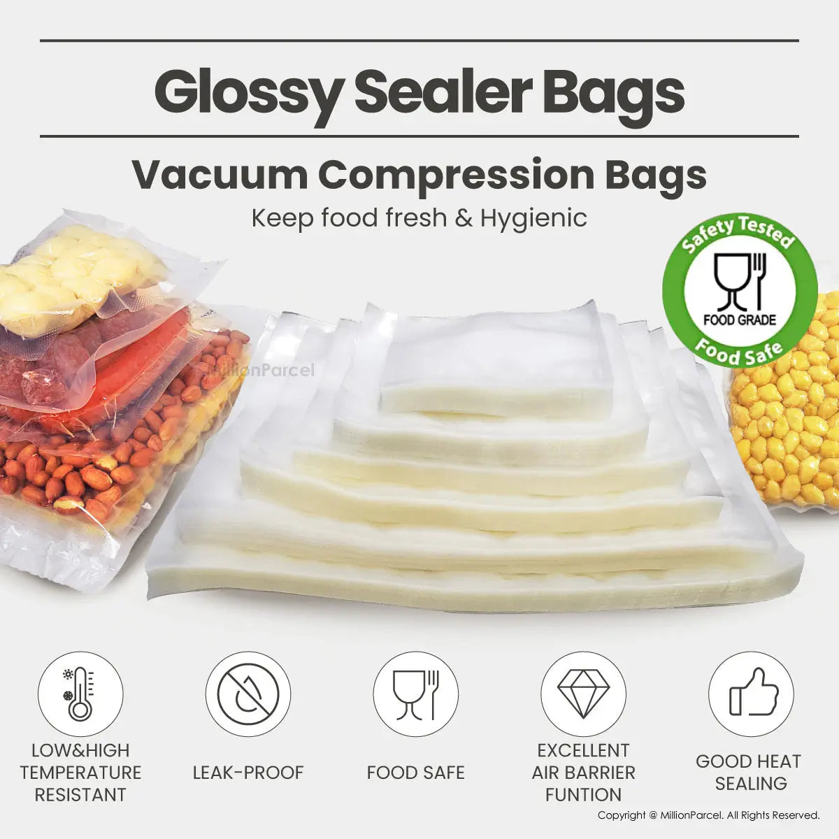 Glossy Sealer Bags | Food Plastic Bag - MillionParcel