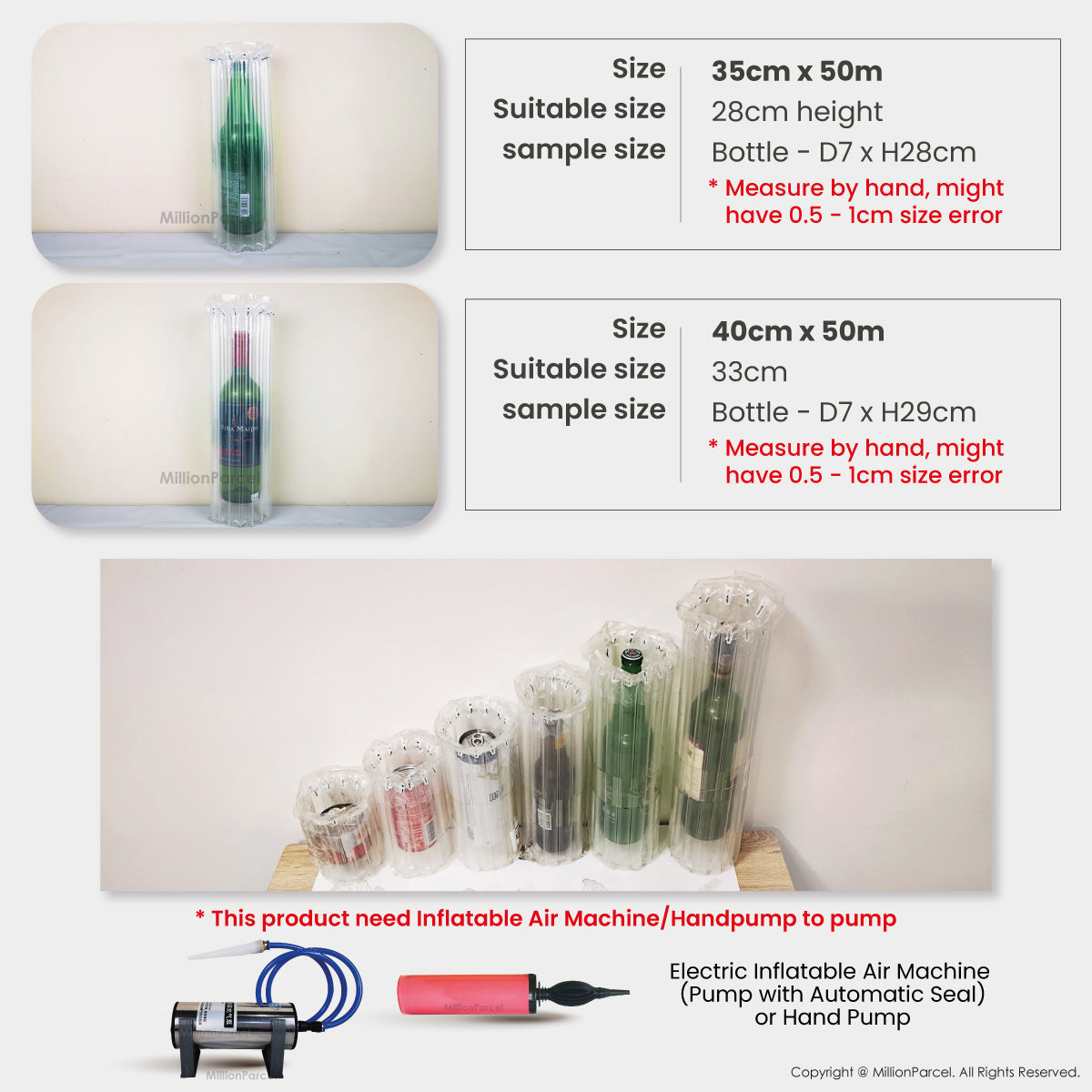 Inflatable Air Column Roll & Bag - Fragile Shipment Protection