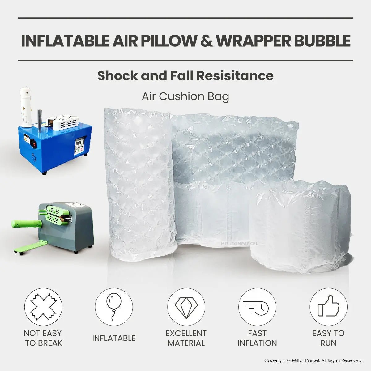 Inflatable Air Pillow Roll | Air Bubble Wrapper - MillionParcel