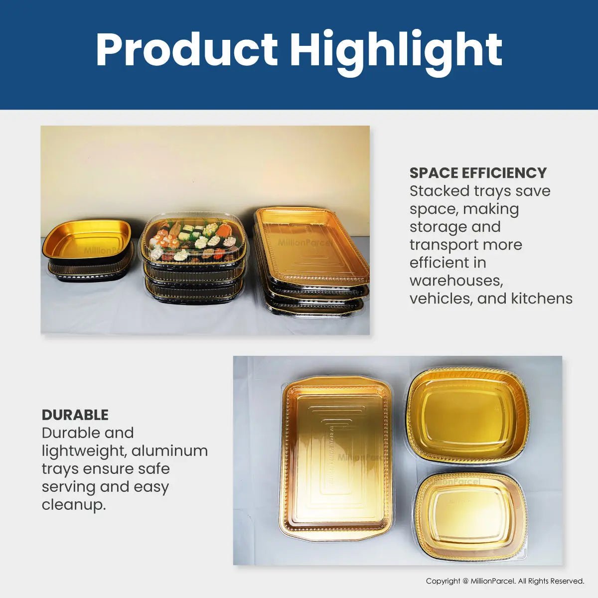 Lacy's Smooth - Wall Container with Lid | Aluminium Foil Container - MillionParcel