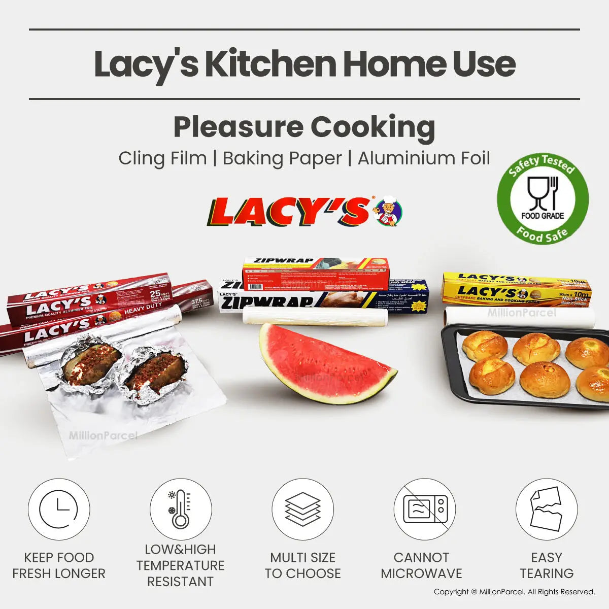 Lacy's Cling Wrap and Chef bake Baking Paper - MillionParcel