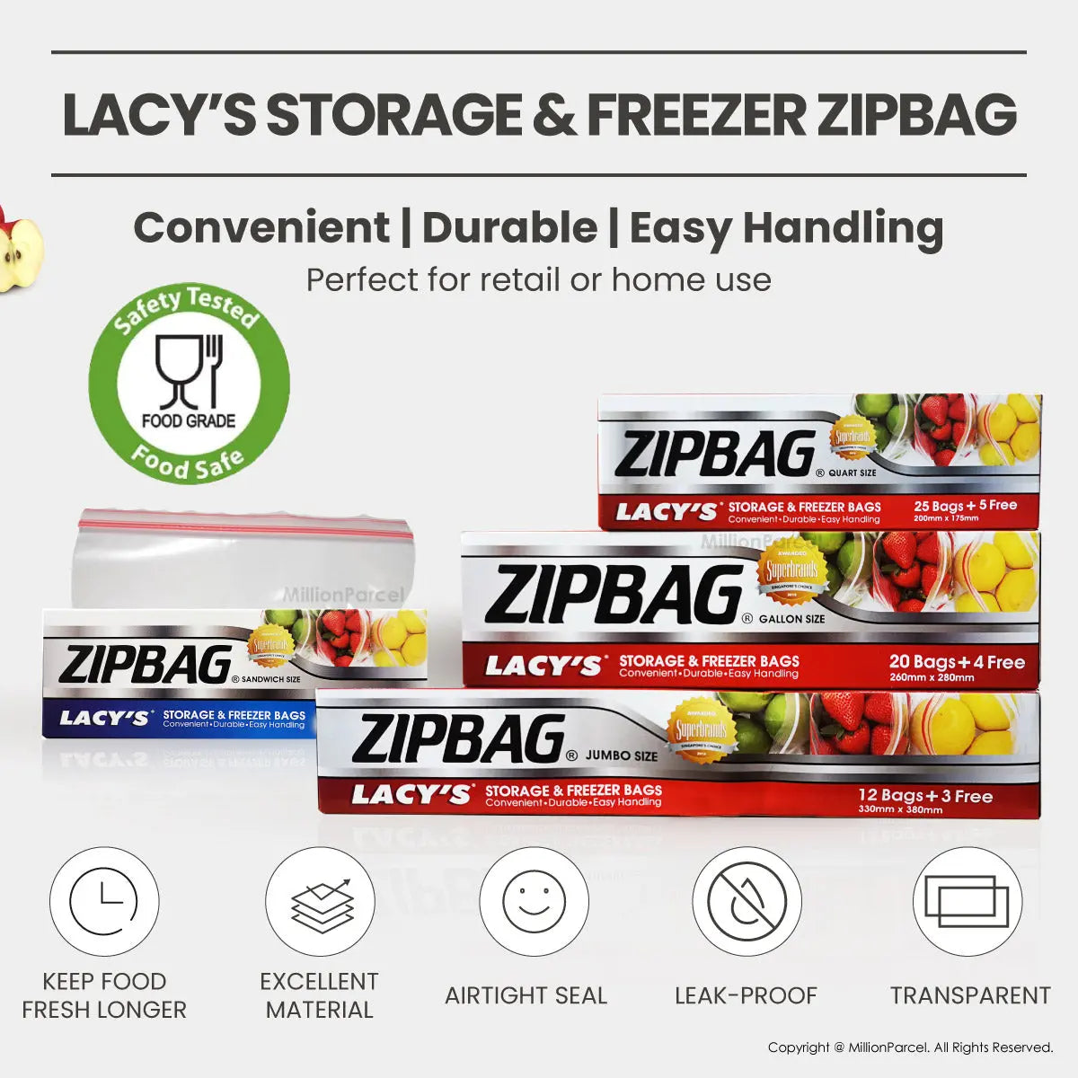 LACY'S ZIPBAG | Storage & Freezer Bags - MillionParcel