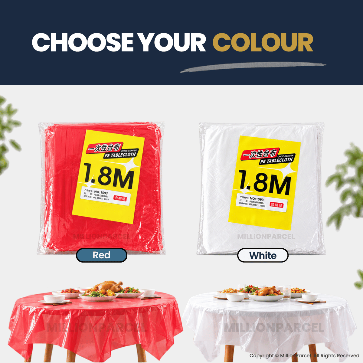 Disposable Plastic Table Cover 1.8 x 1.8m – 10 Sheets