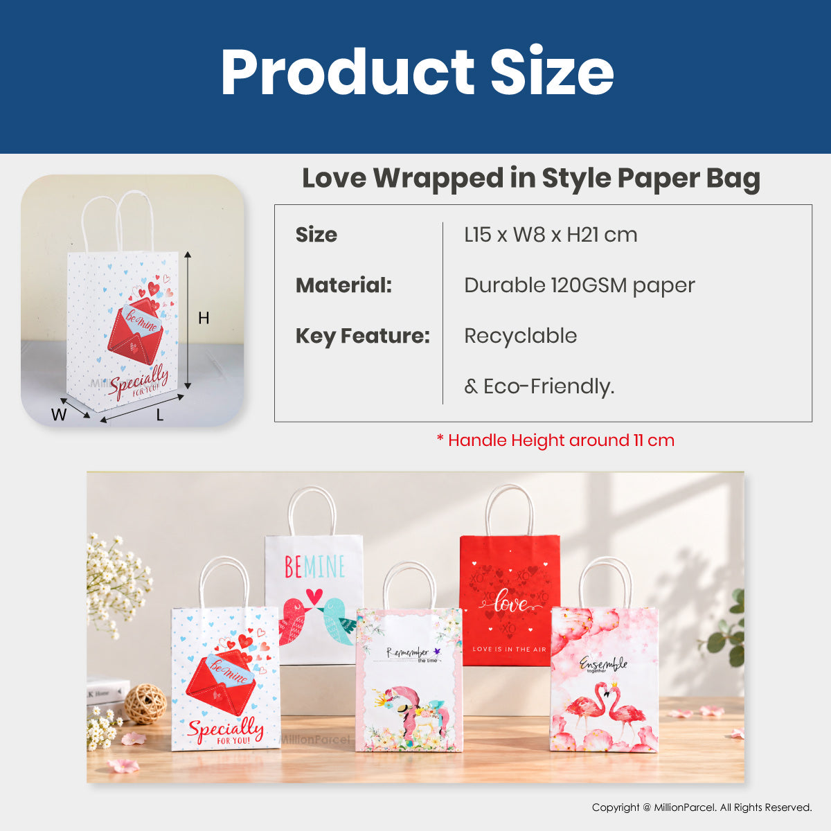 Printed Paper Bag for Gift with Handle – 120GSM