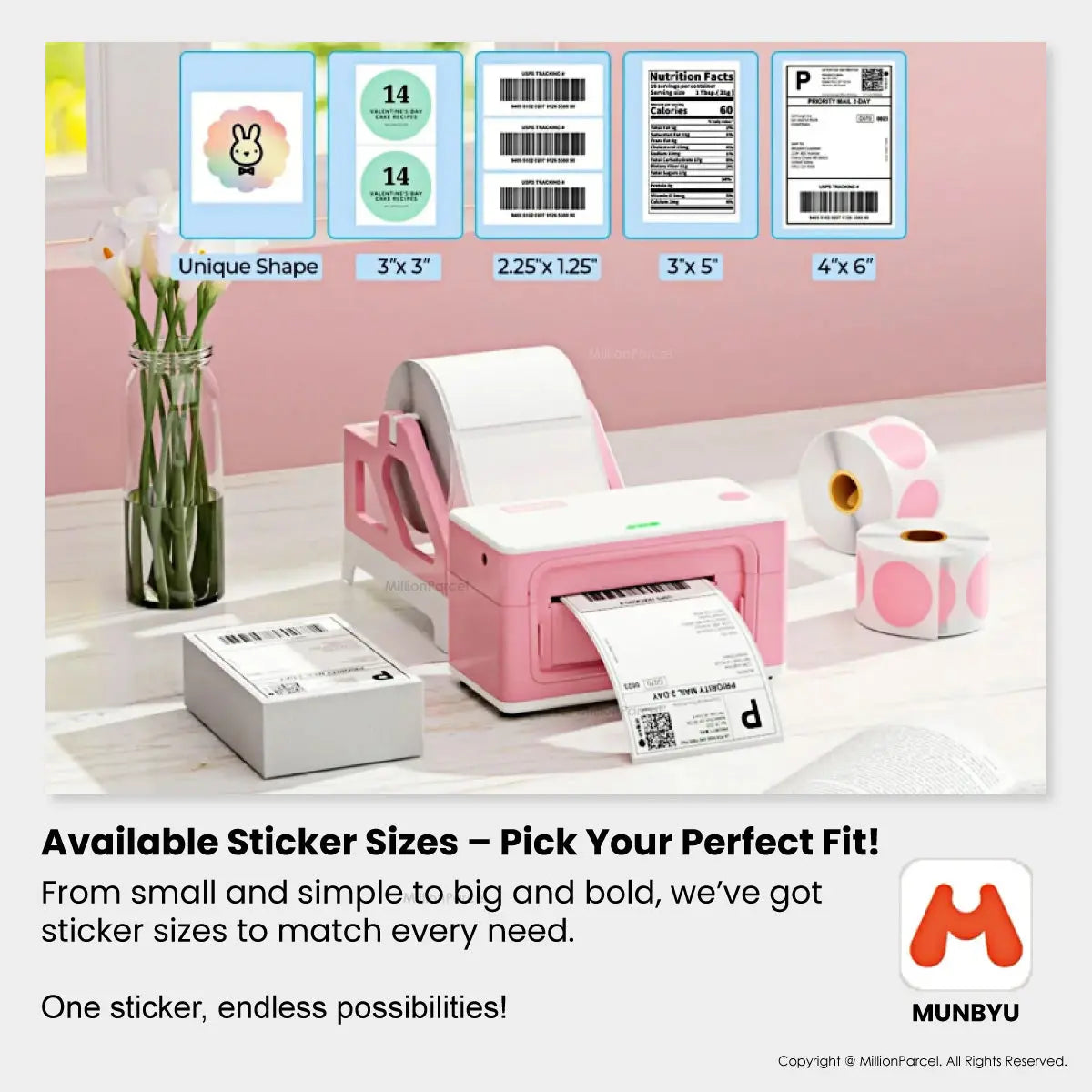 MUNBYN 941B & RW402B Bluetooth Thermal Label Printer for Small Business - MillionParcel