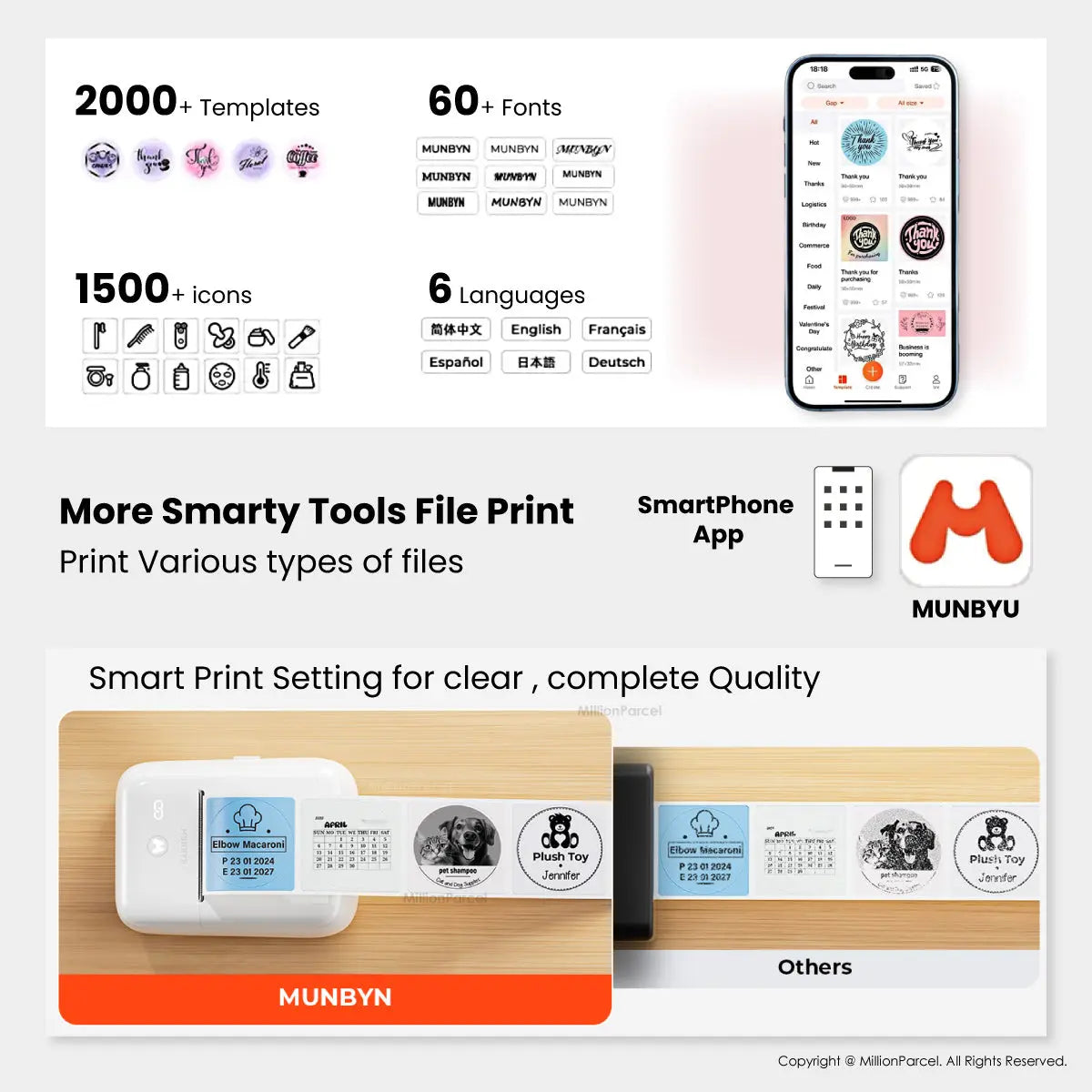 MUNBYN FM226 Bluetooth Portable Label Maker - White - MillionParcel