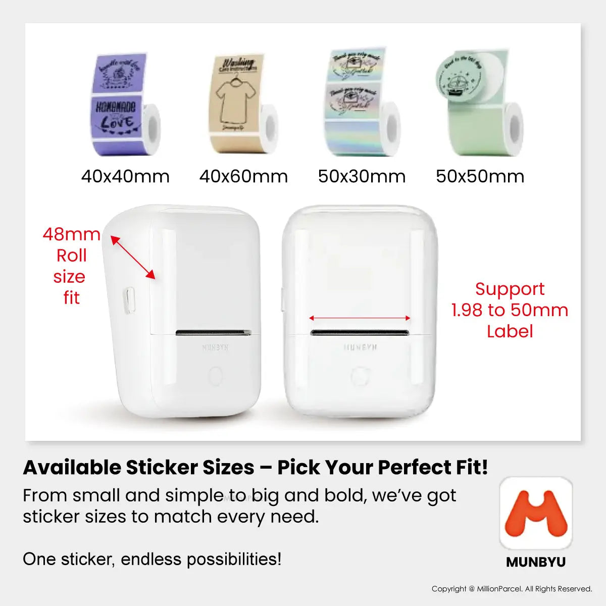 MUNBYN FM226 Bluetooth Portable Label Maker - White - MillionParcel