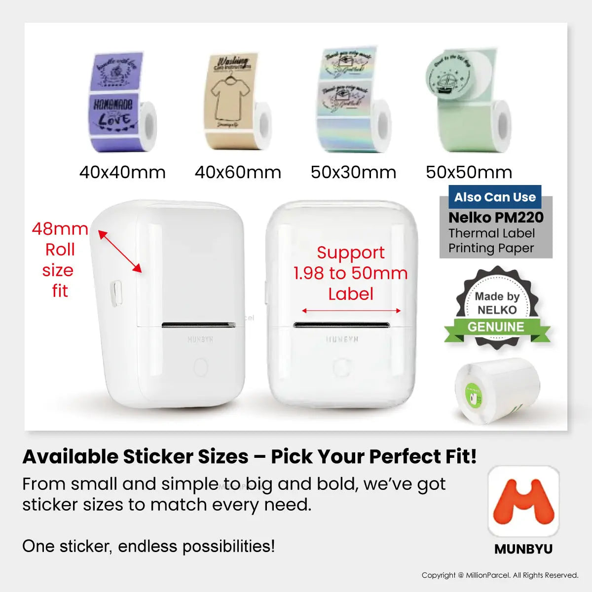 MUNBYN FM226 Bluetooth Portable Label Maker - White - MillionParcel