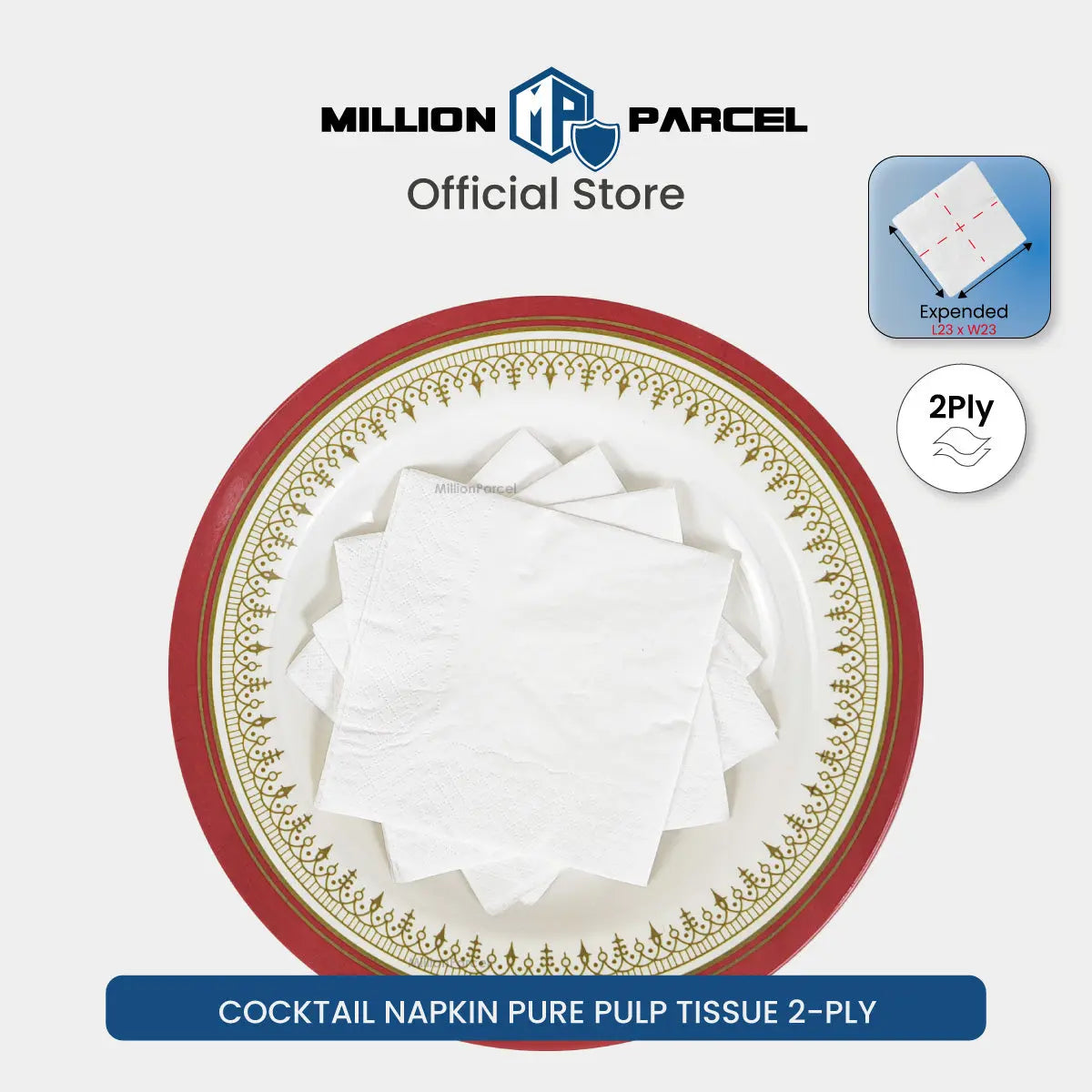 Cocktail Napkin Pure Pulp Tissue 2-Ply | Napkin Tissue - MillionParcel