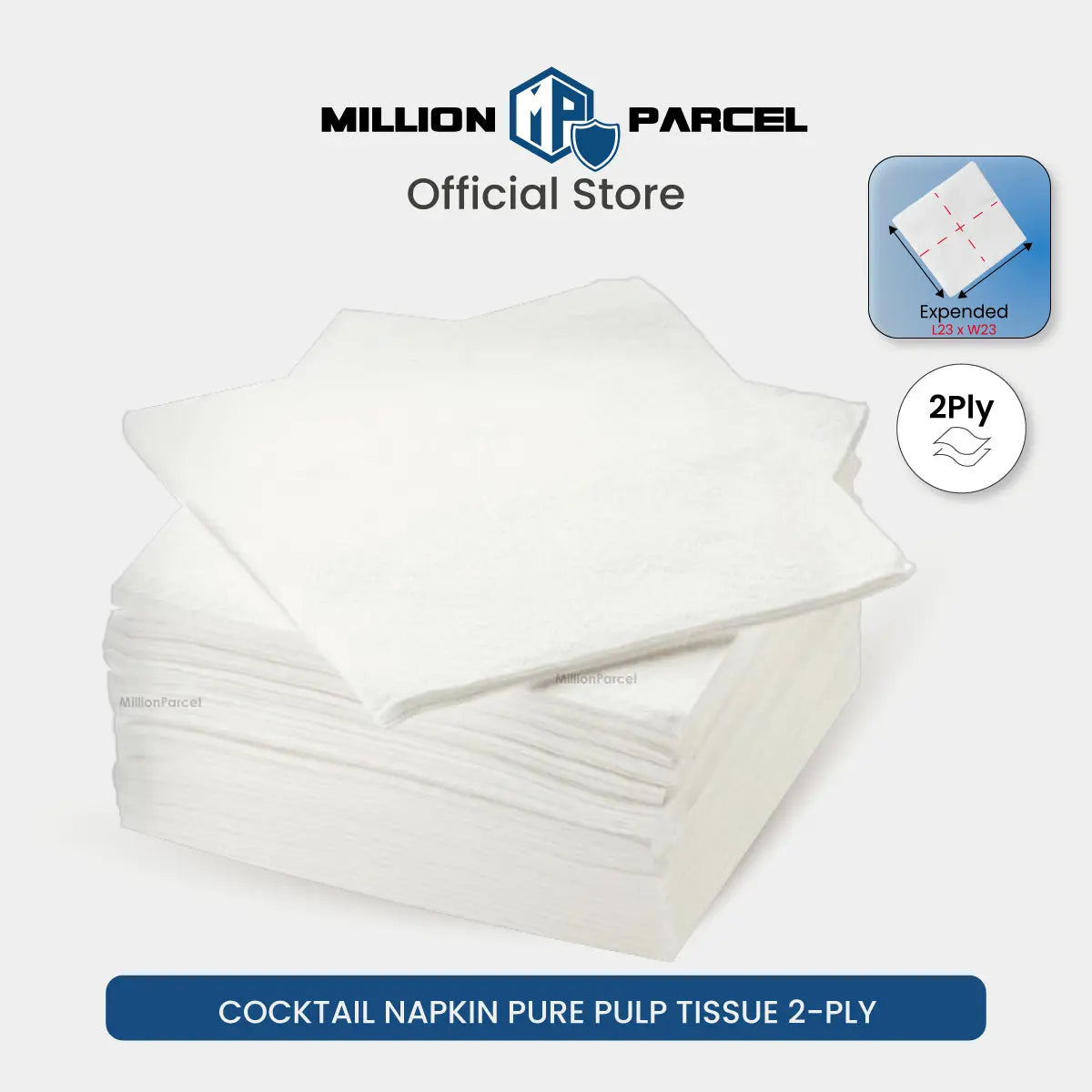 Cocktail Napkin Pure Pulp Tissue 2-Ply | Napkin Tissue - MillionParcel