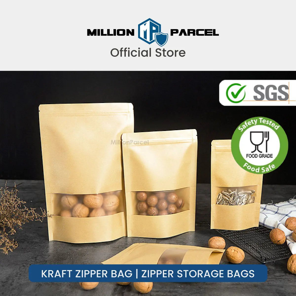 Kraft Zipper Bag | Zipper Storage Bags - MillionParcel