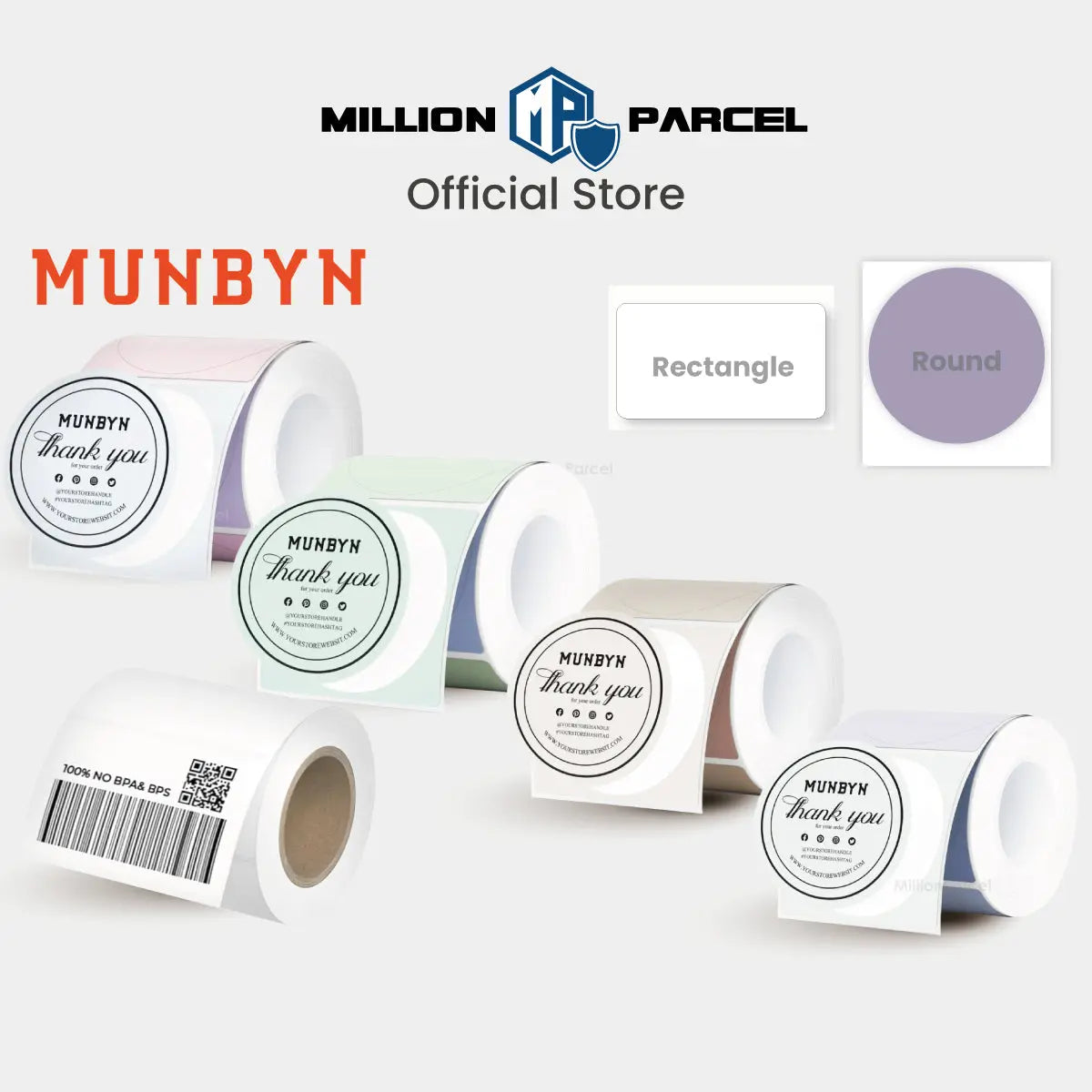 MUNBYN Morandi Color Thermal Label Sticker | Custom Sticker - MillionParcel