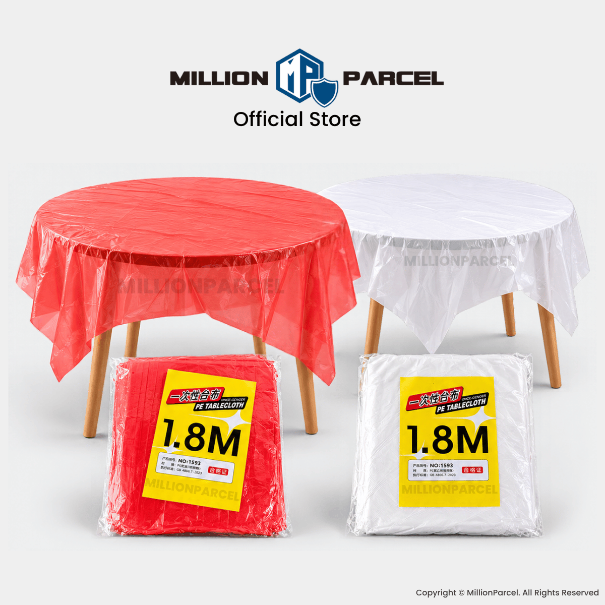 Disposable Plastic Table Cover 1.8 x 1.8m – 10 Sheets
