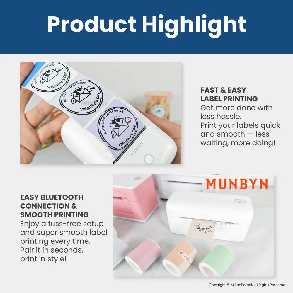 MUNBYN Morandi Color Thermal Label Sticker | Custom Sticker - MillionParcel
