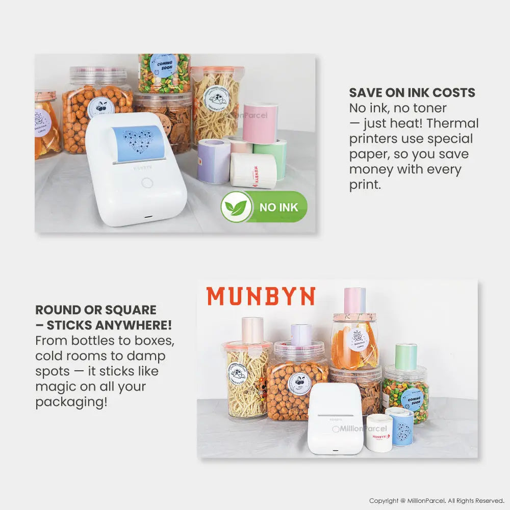 MUNBYN Morandi Color Thermal Label Sticker | Custom Sticker - MillionParcel