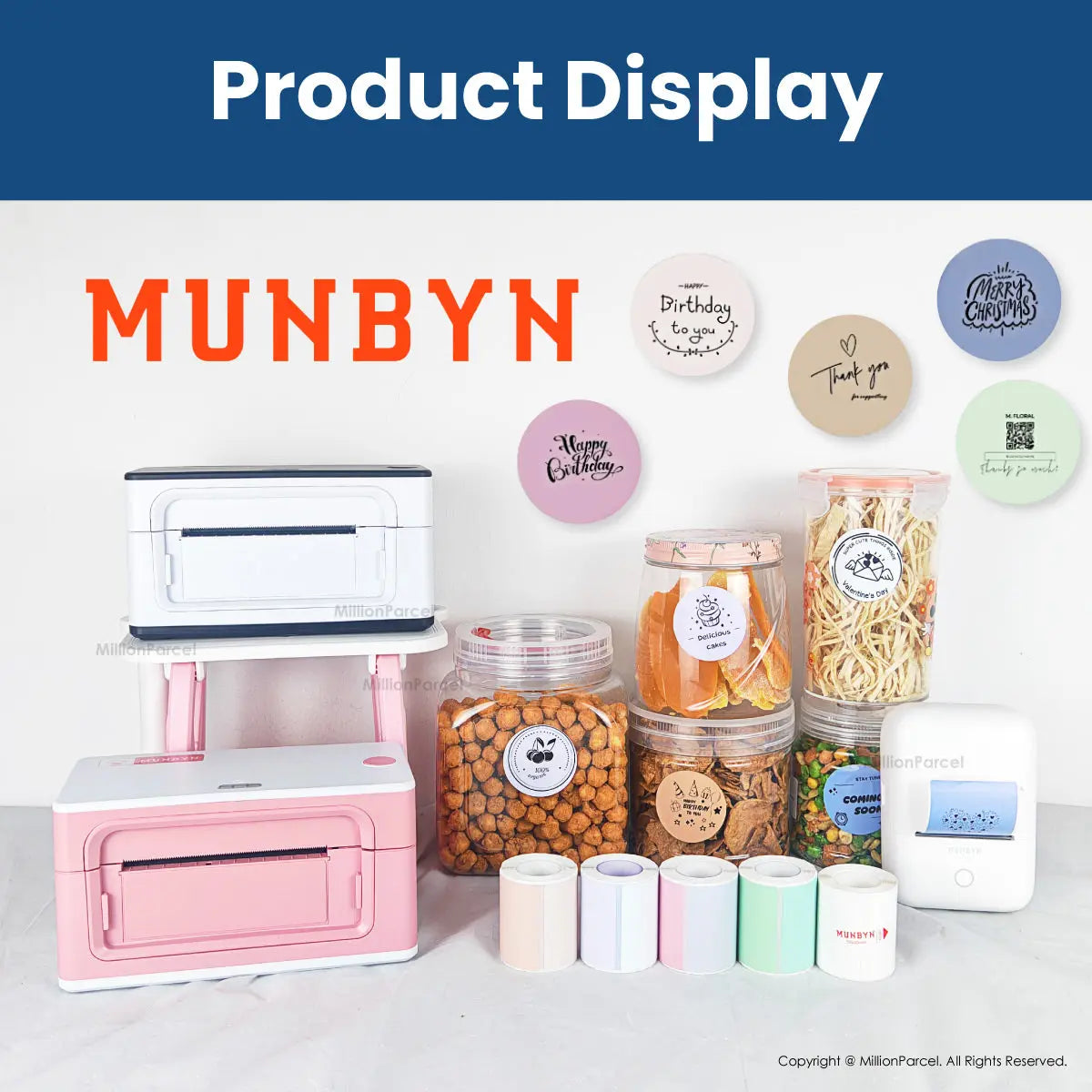 MUNBYN Morandi Color Thermal Label Sticker | Custom Sticker - MillionParcel