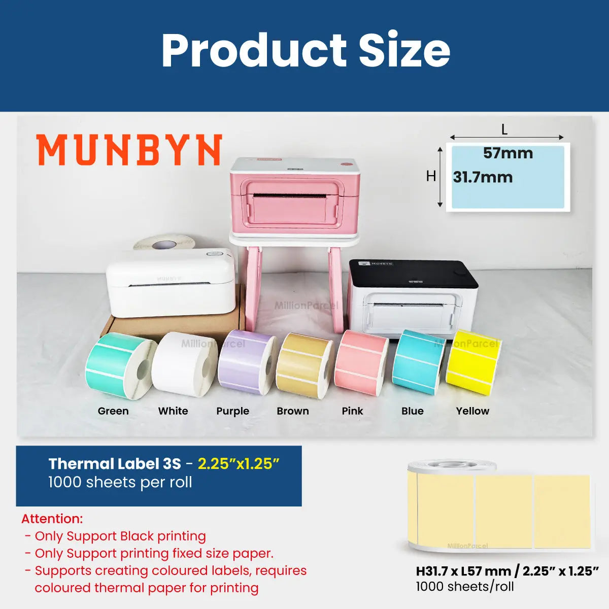 MUNBYN Rectangle Thermal Label | Circle Label | Holographic Label - MillionParcel