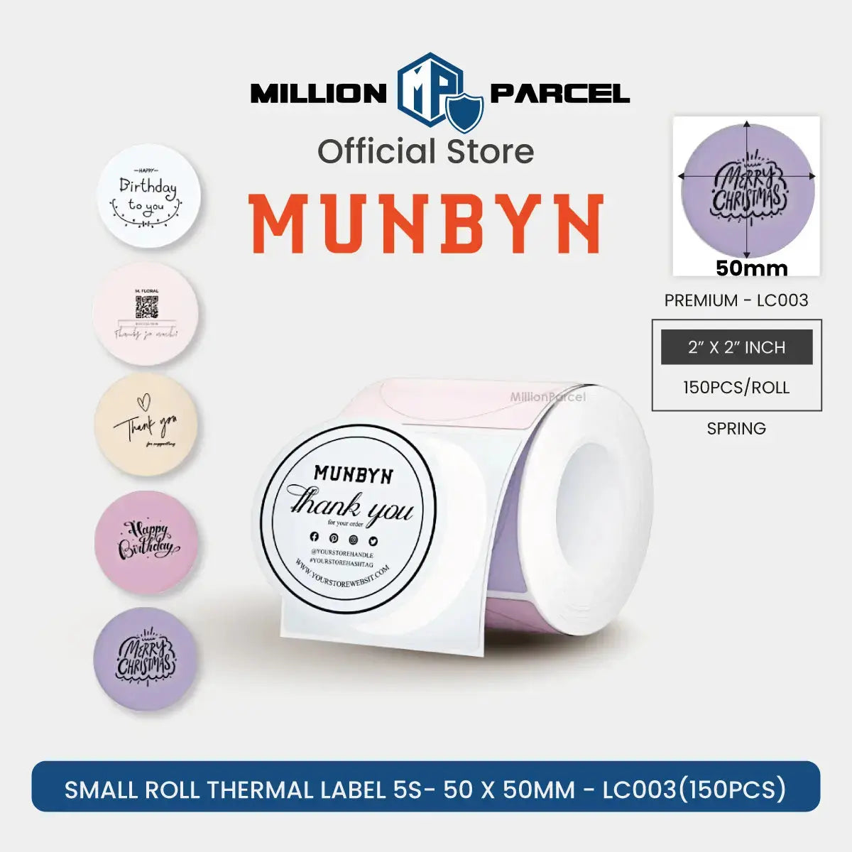 MUNBYN Morandi Color Thermal Label Sticker | Custom Sticker - MillionParcel