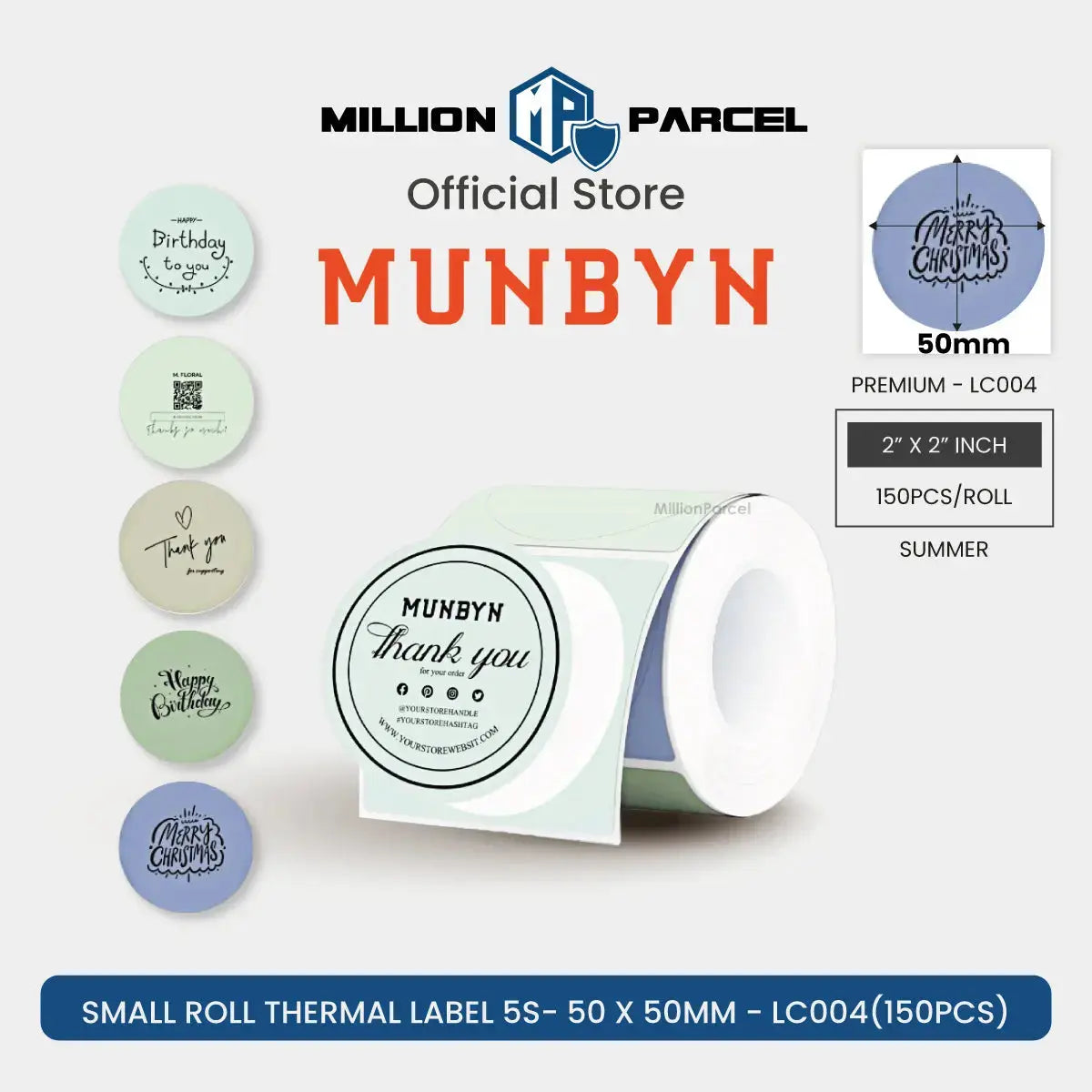 MUNBYN Morandi Color Thermal Label Sticker | Custom Sticker - MillionParcel