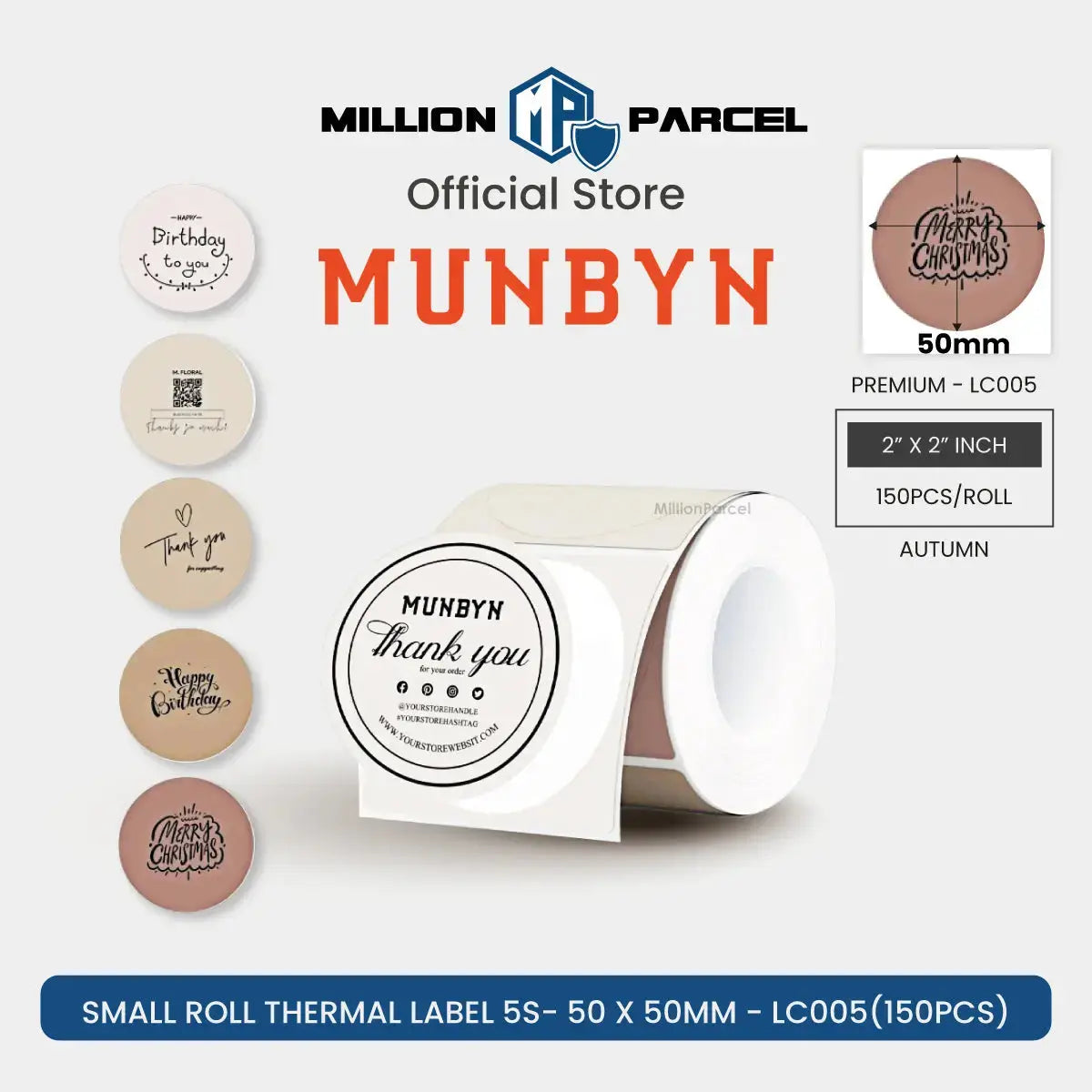 MUNBYN Morandi Color Thermal Label Sticker | Custom Sticker - MillionParcel