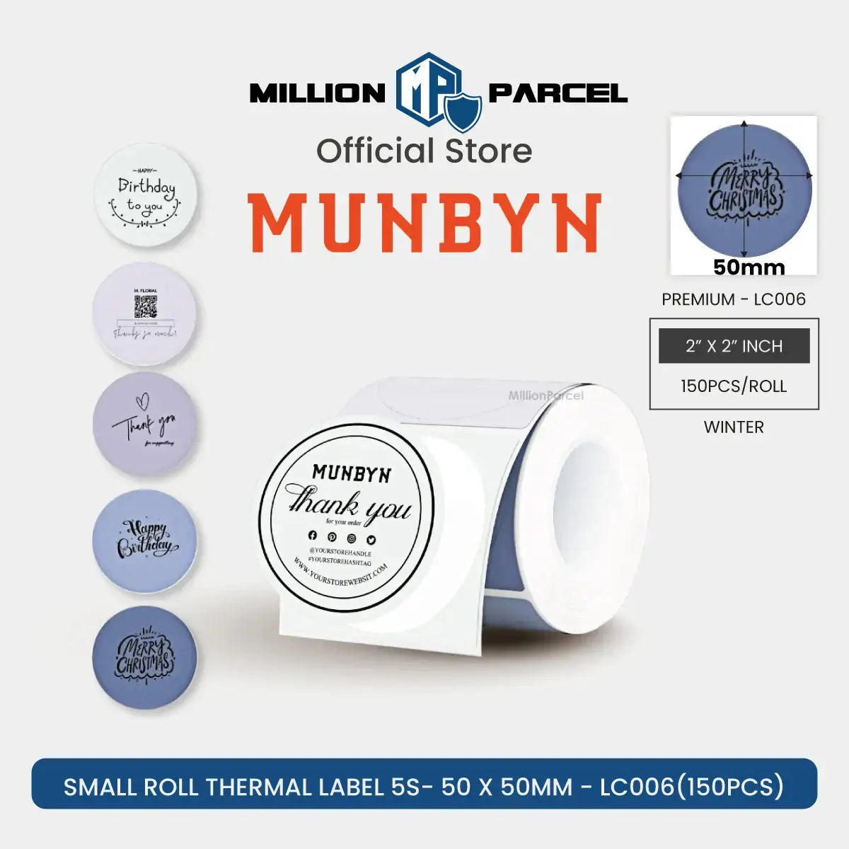 MUNBYN Morandi Color Thermal Label Sticker | Custom Sticker - MillionParcel