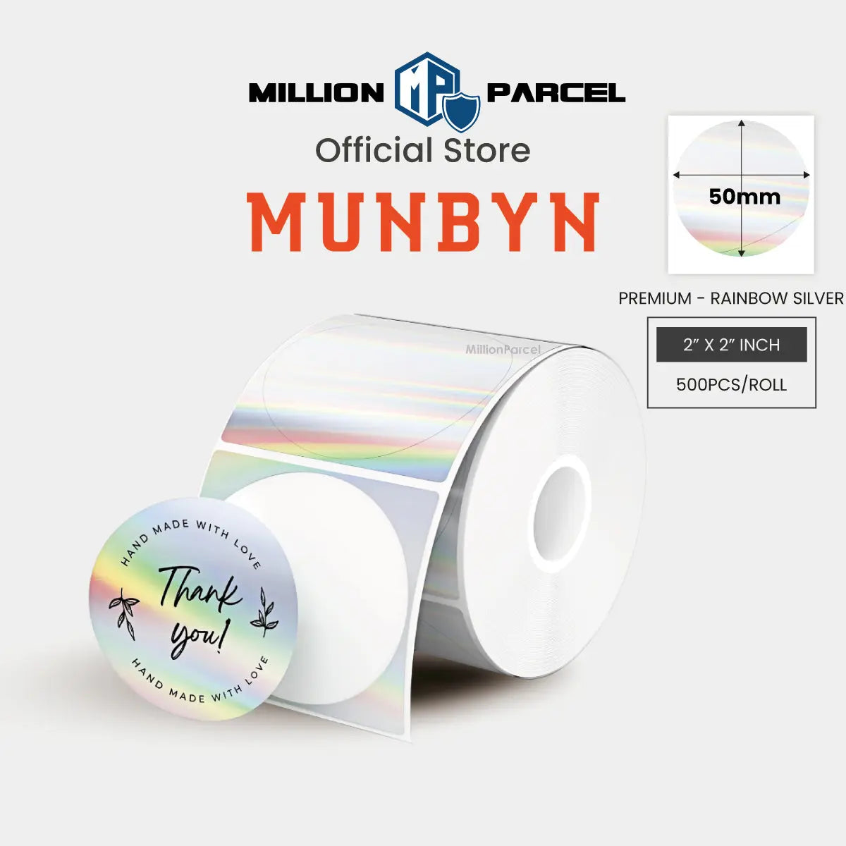 MUNBYN Rectangle Thermal Label | Circle Label | Holographic Label - MillionParcel