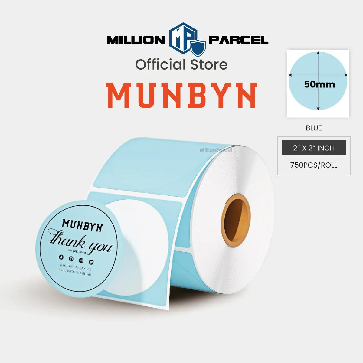 MUNBYN Rectangle Thermal Label | Circle Label | Holographic Label - MillionParcel