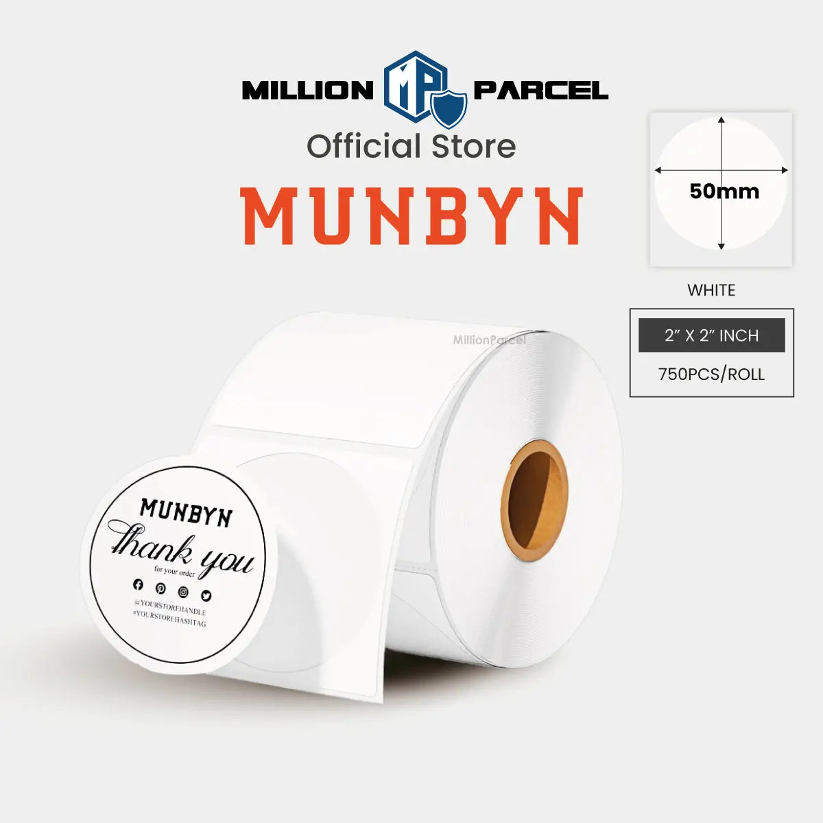 MUNBYN Rectangle Thermal Label | Circle Label | Holographic Label - MillionParcel