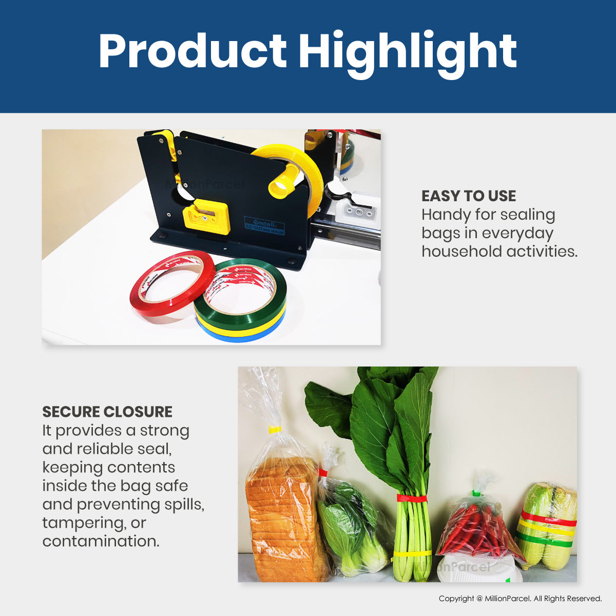 NICHIBAN Plastic Bag Sealer Tape | Bakery Tape